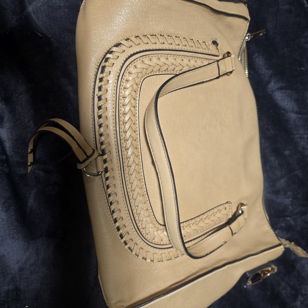 Sole Society Tan Hobo Bag with Braided Accents